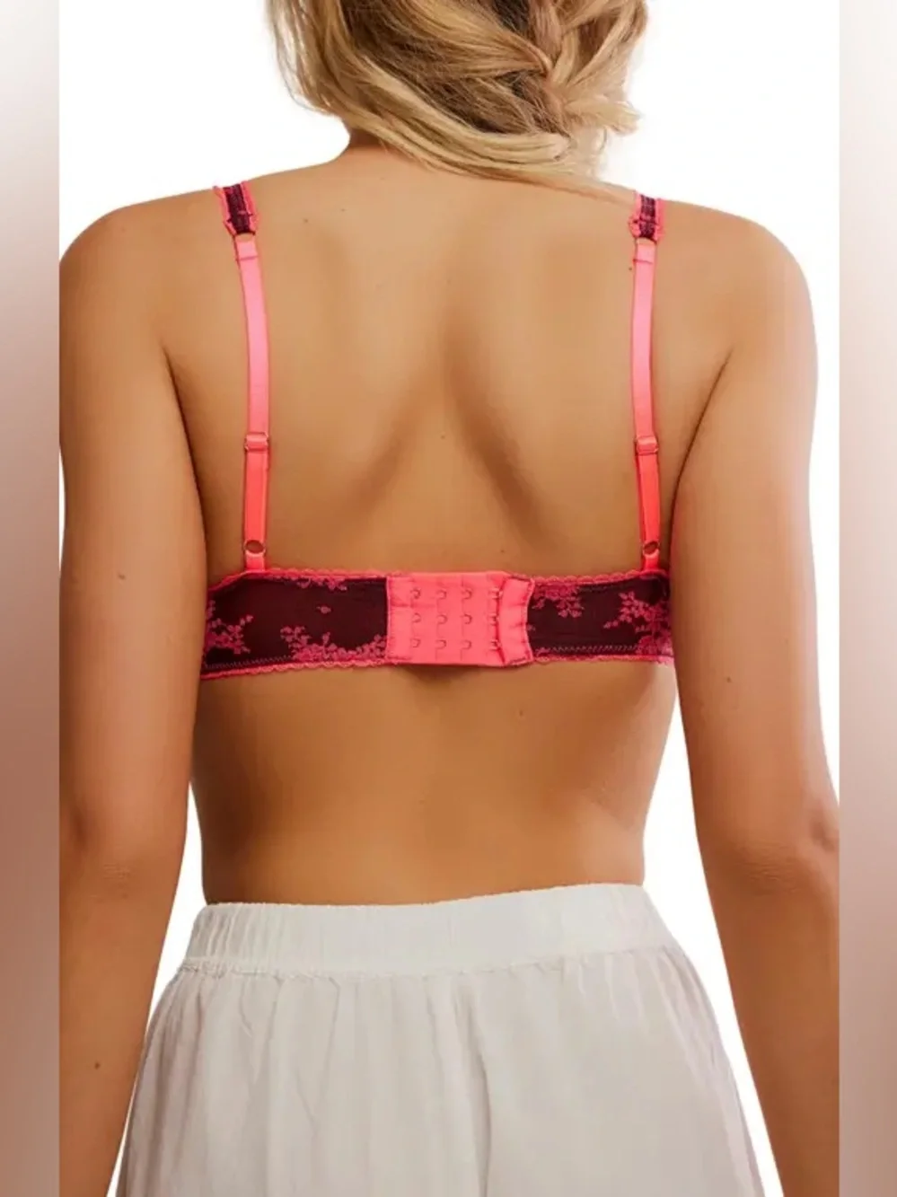 Free People Sheer Lace Underwire Bralette - Pink on Burgundy
